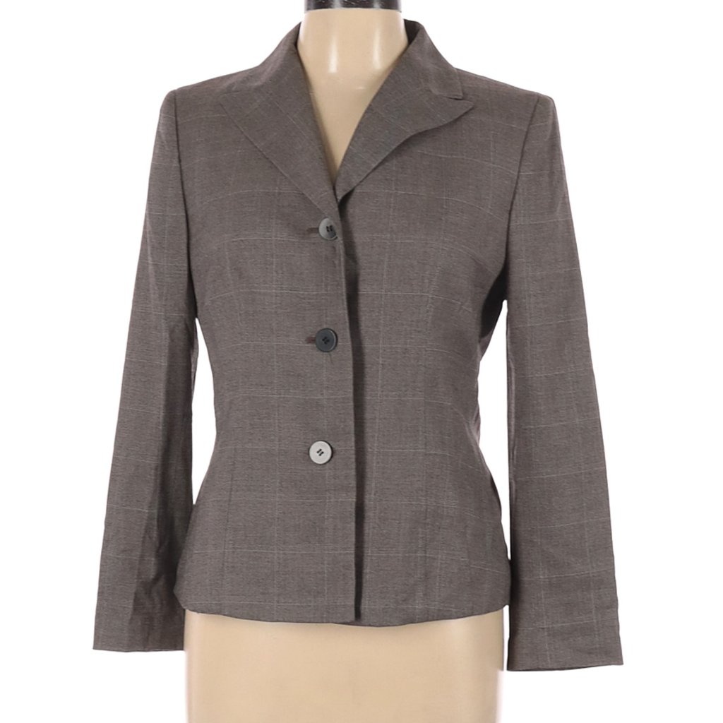 Kasper Jacket Gray White Single Breasted 3 Button Sz 10p #564